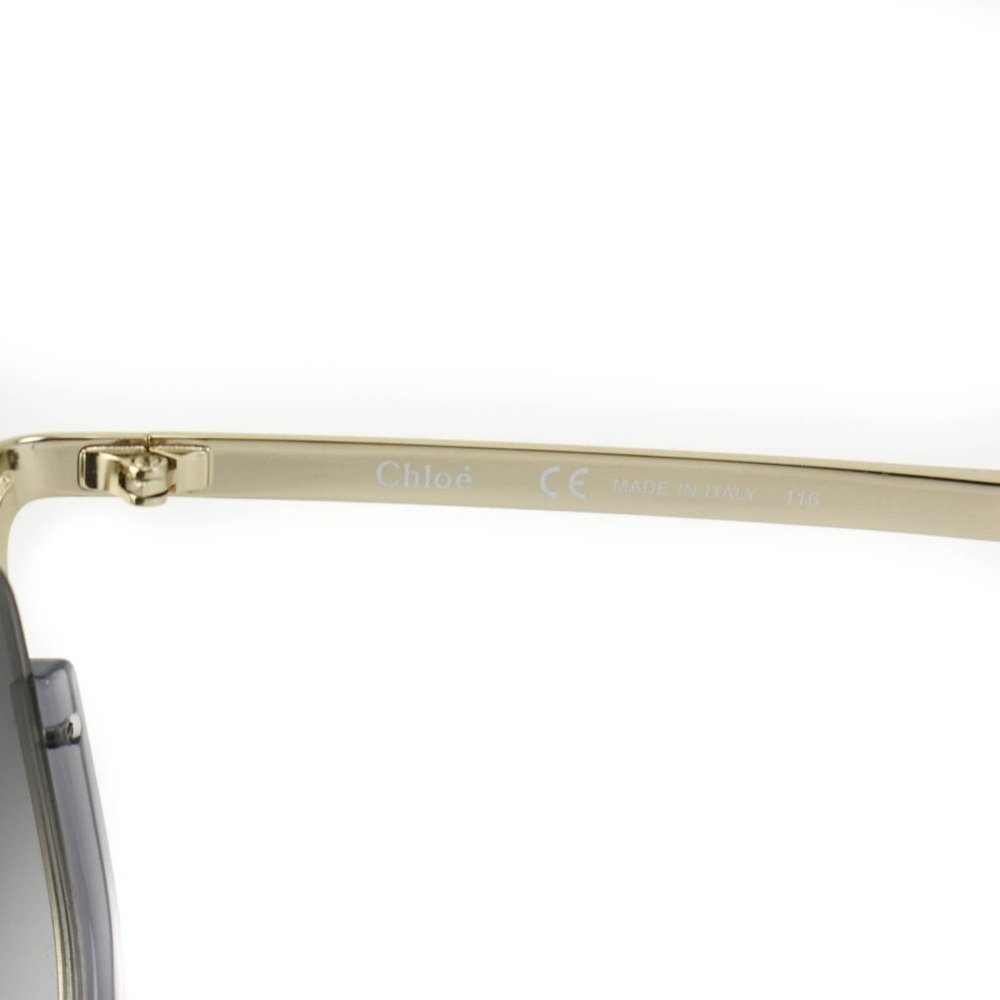 CHLOE: Translucent Gray/Pale Gold Logo Sunglasses - Picture 6 of 8